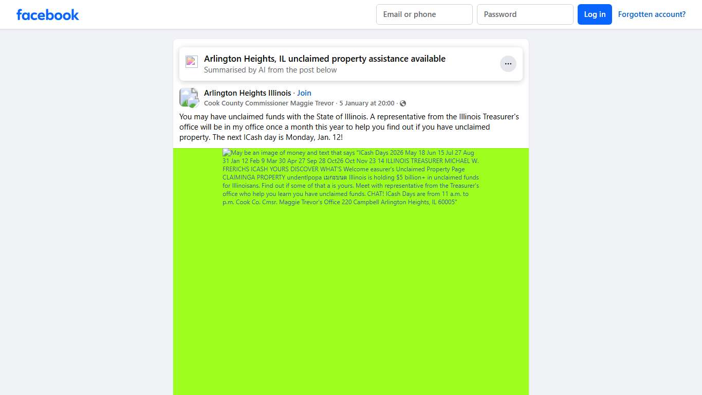 Arlington Heights Illinois You may have unclaimed funds with the State of Illinois Facebook