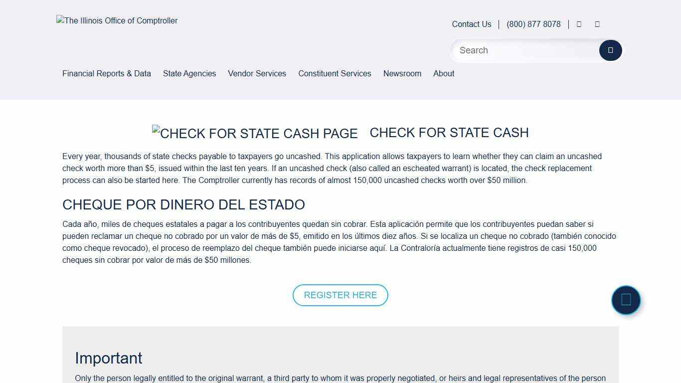 Check for Cash - The Illinois Office of Comptroller